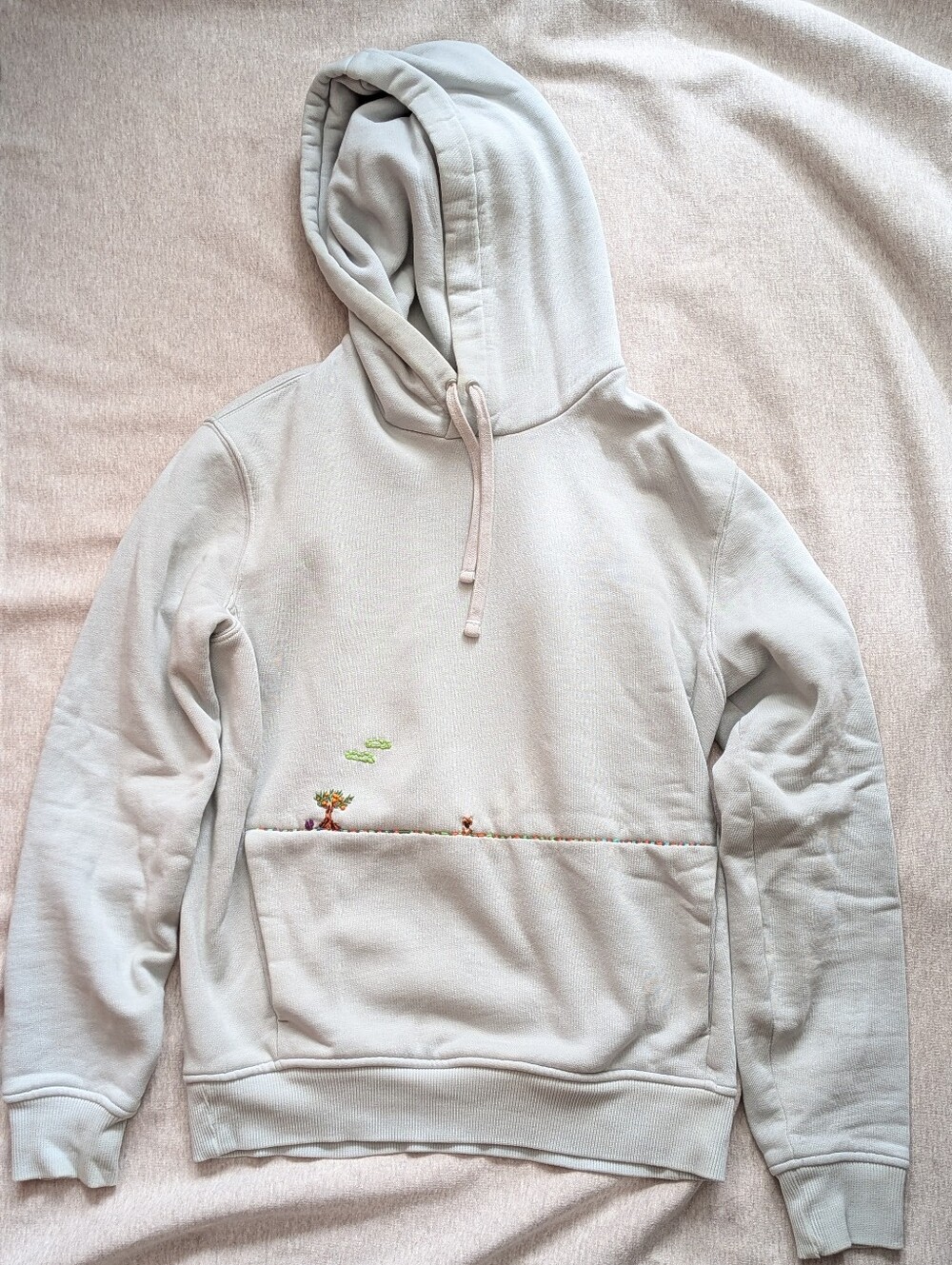 Everlane Hand Embroidered Thick Cotton Hoodie Sweatshirt XS EMBROIDERED